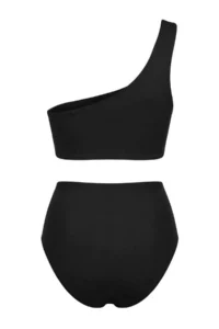 TRENDYOLMİLLA Black One Shoulder Accessory Detailed Covered Super High Waist Regular Bikini Set - Image 6