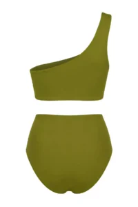 TRENDYOLMİLLA Khaki One Shoulder with accessories Covered High Waist Regular LYCRA® XTRA LIFE Bikini Set - Image 7
