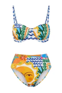 TRENDYOLMİLLA Tropical Patterned balconette Covered High Waist Regular Bikini Set - Image 4