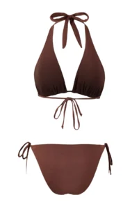 TRENDYOLMİLLA Brown Triangle Covered Regular Waist Regular Basic Bikini Set - Image 6