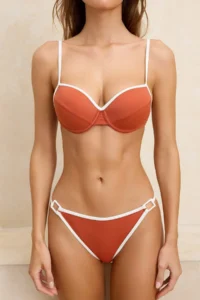 TRENDYOLMİLLA Brick Rejection Color Bloklu balconette Covered Regular Waist brazilian Bikini Set - Image 3