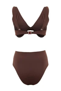 TRENDYOLMİLLA Brown balconette Covered High Waist Regular Bikini Set - Image 2