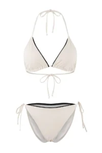 TRENDYOLMİLLA Ecru Color Bloklu Triangle Regular Waist Covered Regular Bikini Set - Image 5