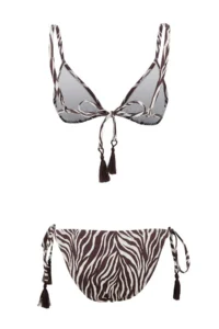 TRENDYOLMİLLA Zebra Patterned Triangle Covered Tassel Detailed Low Waist Regular Bikini Set - Image 6