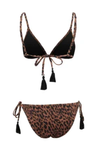 TRENDYOLMİLLA Leopard Patterned Triangle Covered Tassel Detailed Low Waist Regular Bikini Set - Image 6
