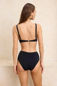 TRENDYOLMİLLA Black Triangle Covered Accessory Detailed High Waist Regular Bikini Set - Image 4