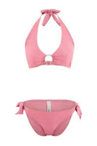 TRENDYOLMİLLA Pink Simli with accessories Triangle Covered Regular Waist Regular Bikini Set