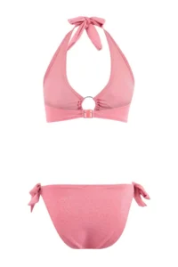 TRENDYOLMİLLA Pink Simli with accessories Triangle Covered Regular Waist Regular Bikini Set - Image 2
