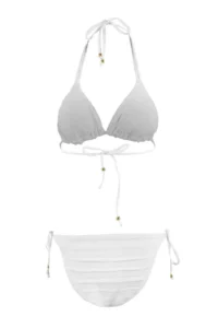 TRENDYOLMİLLA Ecru textured Triangle Covered Frilly Low Waist brazilian Bikini Set - Image 2