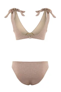 TRENDYOLMİLLA Mink Glitter Triangle Covered Binding Detailed Yüksel Waist Regular Bikini Set - Image 2