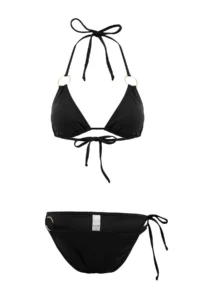 TRENDYOLMİLLA Black Triangle Covered with accessories Regular Waist Regular Bikini Set