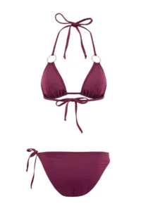 TRENDYOLMİLLA Plum Triangle Covered with accessories Regular Waist Regular Bikini Set - Image 2