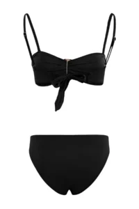 TRENDYOLMİLLA Black Strapless Covered with accessories Regular Waist Regular Bikini Set - Image 2