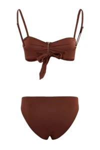 TRENDYOLMİLLA Brown Strapless Covered with accessories Regular Waist Regular Bikini Set - Image 2