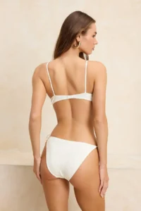 TRENDYOLMİLLA Ecru tunnelled textured balconette Covered Regular Waist Regular Bikini Set - Image 5