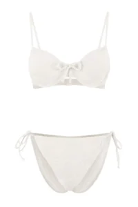 TRENDYOLMİLLA Ecru tunnelled textured balconette Covered Regular Waist Regular Bikini Set - Image 6