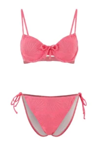 TRENDYOLMİLLA Pink tunnelled textured balconette Covered Regular Waist Regular Bikini Set - Image 6