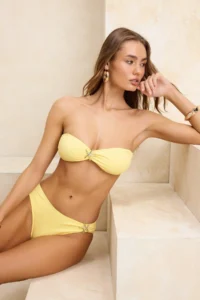TRENDYOLMİLLA Yellow Premium with accessories Strapless Covered Regular Waist Regular Bikini Set