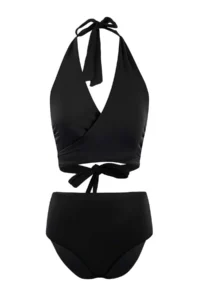 TRENDYOLMİLLA Black bralette Covered High Waist Regular Bikini Set