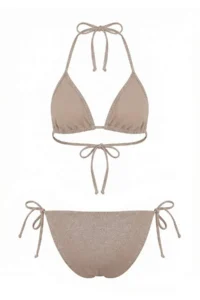TRENDYOLMİLLA Mink Simli Triangle Covered with buckle Regular Waist Regular Bikini Set - Image 7