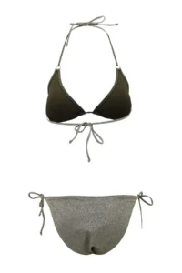 TRENDYOLMİLLA Khaki Simli Triangle Covered with buckle Regular Waist Regular Bikini Set - Image 2