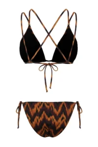 TRENDYOLMİLLA Batik Patterned Triangle Covered with accessories Low Waist Regular Bikini Set - Image 7