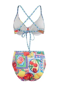 TRENDYOLMİLLA Meyve Patterned balconette Covered High Waist Regular Bikini Set - Image 2