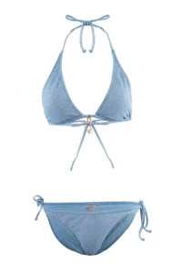 TRENDYOLMİLLA Mavi Simli Triangle Covered Charm with accessories Regular Waist Regular Bikini Set