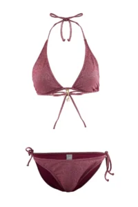 TRENDYOLMİLLA Burgundy Simli Triangle Covered Charm with accessories Regular Waist Regular Bikini Set