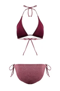 TRENDYOLMİLLA Burgundy Simli Triangle Covered Charm with accessories Regular Waist Regular Bikini Set - Image 2