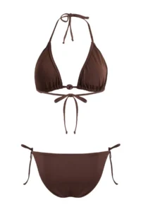 TRENDYOLMİLLA Brown Triangle Covered with accessories Regular Waist Regular Bikini Set - Image 2