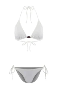 TRENDYOLMİLLA Ecru Triangle Covered with accessories Regular Waist Regular Bikini Set