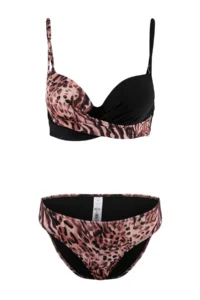TRENDYOLMİLLA Leopard Patterned balconette Covered Color Bloklu Regular Waist Regular Bikini Set