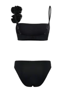 TRENDYOLMİLLA Black Strapless Covered Floral Appliqued Regular Waist Regular Bikini Set - Image 2
