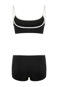 TRENDYOLMİLLA Black bralette Covered Color Bloklu Regular Waist Shorts Bikini Set - Image 2