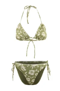 TRENDYOLMİLLA Floral Patterned Triangle Covered Embroidery And Charm with accessories Regular Waist Regular Bikini Set