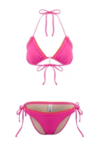 TRENDYOLMİLLA Fuchsia Triangle Covered Embroidery And Charm with accessories Regular Waist Regular Bikini Set