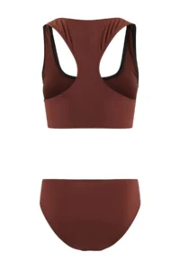 TRENDYOLMİLLA Brown bralette Covered Zippered Regular Waist Regular Bikini Set - Image 2