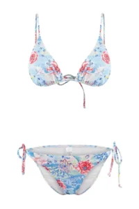 TRENDYOLMİLLA Flower Patterned Triangle Covered Stone Printed Regular Waist Regular Bikini Set