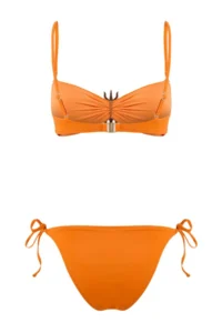 TRENDYOLMİLLA Orange Strapless Covered with accessories Regular Waist Regular Bikini Set - Image 2