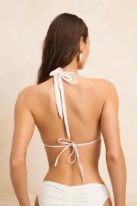 TRENDYOLMİLLA Ecru Triangle Tunnel Covered Bikini Top - Image 4