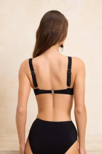 TRENDYOLMİLLA Black Triangle Covered Shirred Bikini Top - Image 4