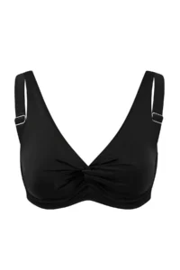 TRENDYOLMİLLA Black Triangle Covered Shirred Bikini Top - Image 5