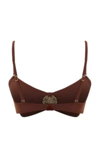 TRENDYOLMİLLA Brown Strapless Accessory Detailed Covered LYCRA® XTRA LIFE Bikini Top - Image 2