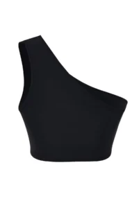 TRENDYOLMİLLA Black Mesh Detailed One Shoulder Covered Bikini Top - Image 6
