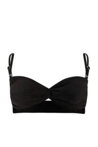 TRENDYOLMİLLA Black Strapless Drapeli Covered Bikini Top - Image 5