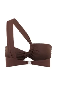 TRENDYOLMİLLA Brown Strapless Covered Drapeli Bikini Top - Image 2