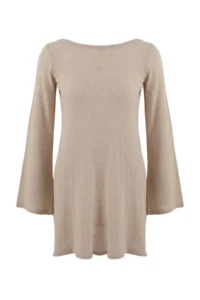 TRENDYOLMİLLA Beige Knitwear Back Detailed Super Mini Beach Dress - Image 5