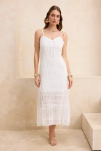 TRENDYOLMİLLA White Weaving Binding Detailed Beach Dress - Image 2