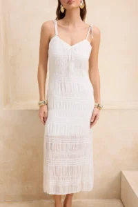 TRENDYOLMİLLA White Weaving Binding Detailed Beach Dress - Image 3